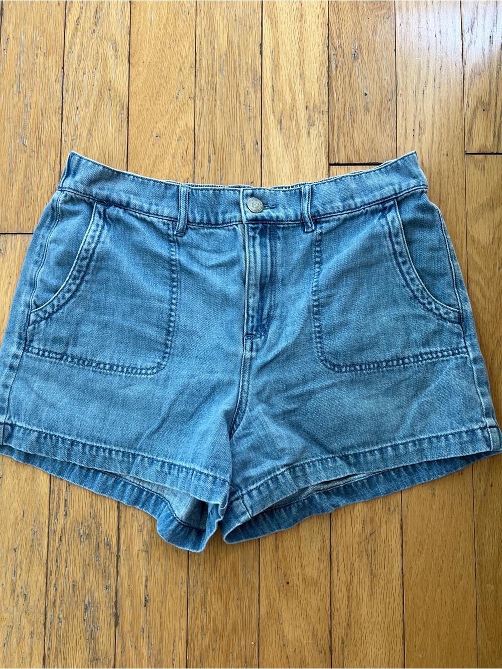 LOFT Light Blue High-Rise Denim Shorties